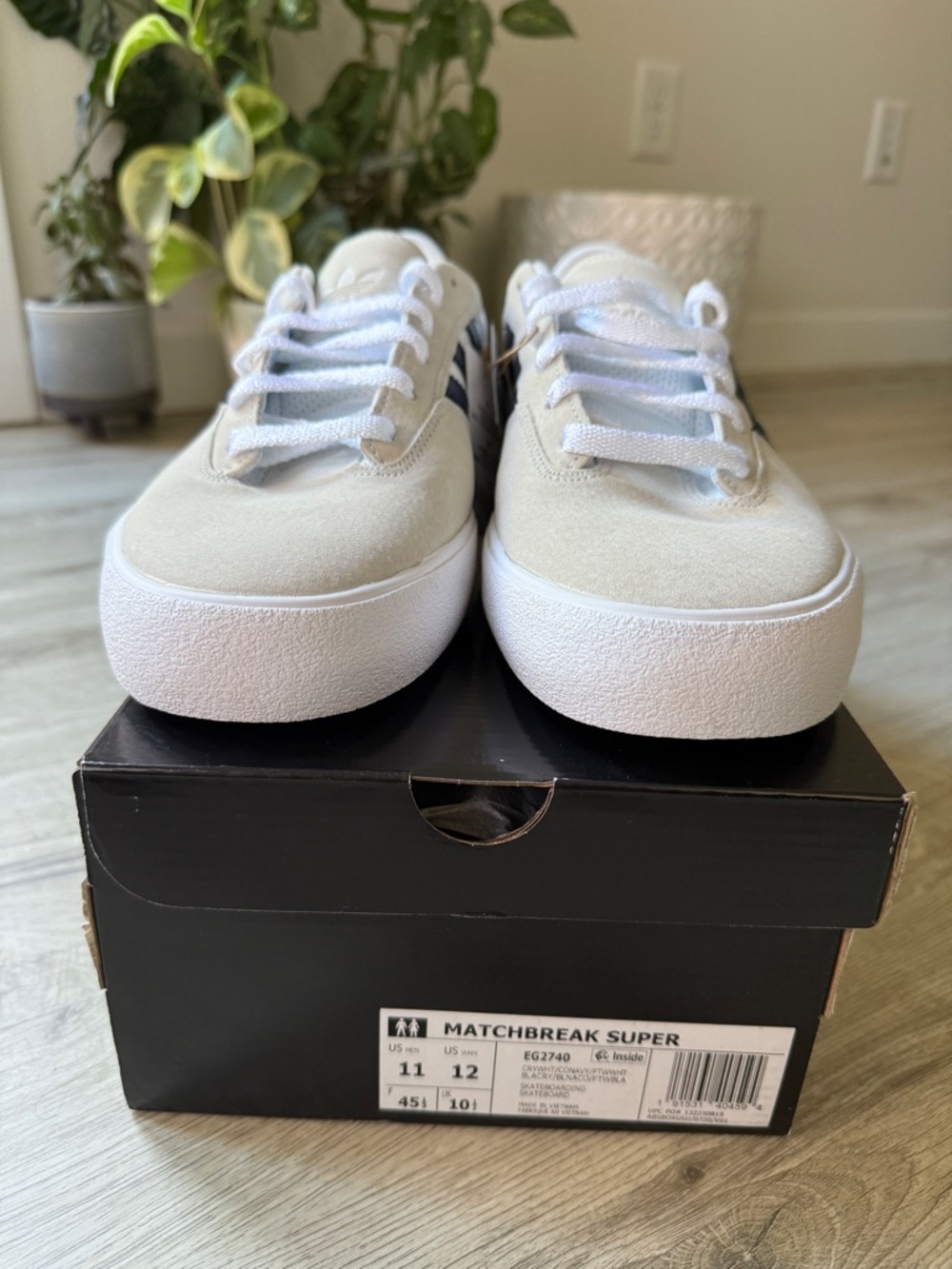 NWB adidas Matchbreak Super Men’s 11 Womens 12.5 white navy skateboarding canvas - Picture 3 of 13